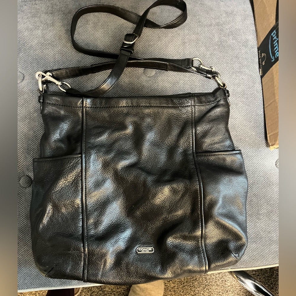 Black leather Coach bag